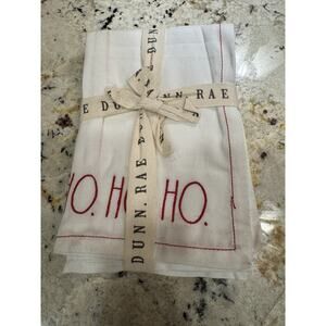 Rae Dunn Set Of 4 Embroidered Napkins White Red Merry Christmas Fa La La New